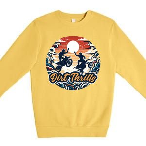 Dirt Thrills Retro Sunset Motocross Premium Crewneck Sweatshirt