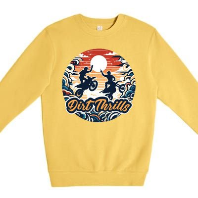 Dirt Thrills Retro Sunset Motocross Premium Crewneck Sweatshirt