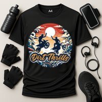 Dirt Thrills Retro Sunset Motocross Cooling Performance Crew T-Shirt