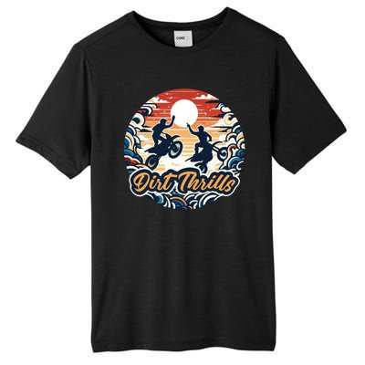 Dirt Thrills Retro Sunset Motocross Tall Fusion ChromaSoft Performance T-Shirt