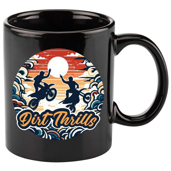 Dirt Thrills Retro Sunset Motocross 11oz C Handle Ceramic Mug