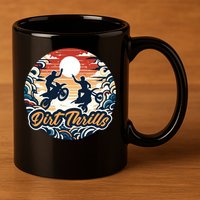 Dirt Thrills Retro Sunset Motocross 11oz C Handle Ceramic Mug