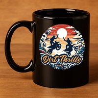 Dirt Thrills Retro Sunset Motocross 11oz C Handle Ceramic Mug