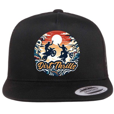 Dirt Thrills Retro Sunset Motocross Flatbill Hat