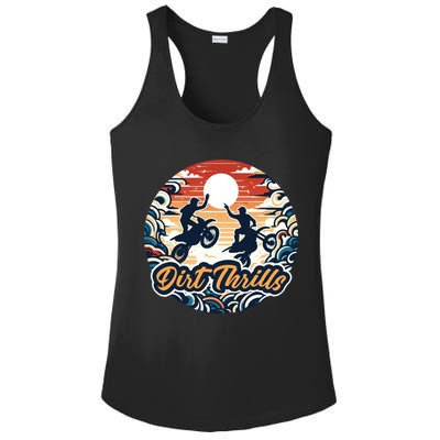 Dirt Thrills Retro Sunset Motocross Ladies PosiCharge Competitor Racerback Tank