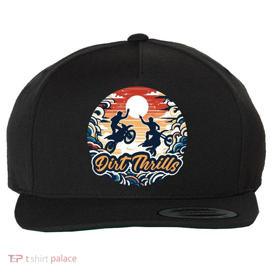 Dirt Thrills Retro Sunset Motocross Wool Snapback Cap