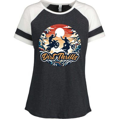 Dirt Thrills Retro Sunset Motocross Enza Ladies Jersey Colorblock Tee