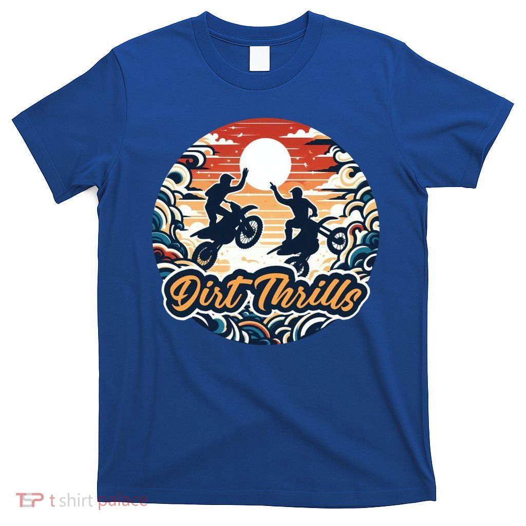 Dirt Thrills Retro Sunset Motocross T-Shirt