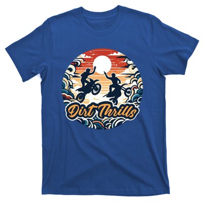 Dirt Thrills Retro Sunset Motocross T-Shirt