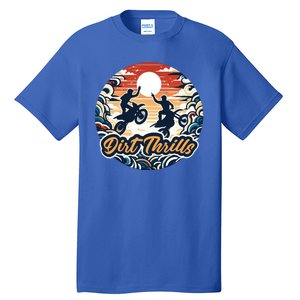 Dirt Thrills Retro Sunset Motocross Tall T-Shirt