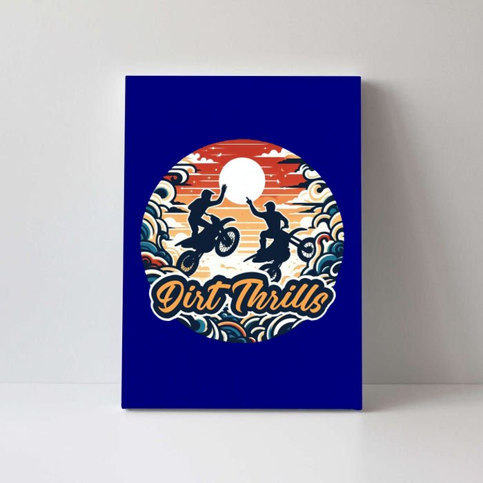 Dirt Thrills Retro Sunset Motocross Canvas