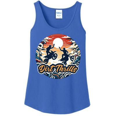 Dirt Thrills Retro Sunset Motocross Ladies Essential Tank