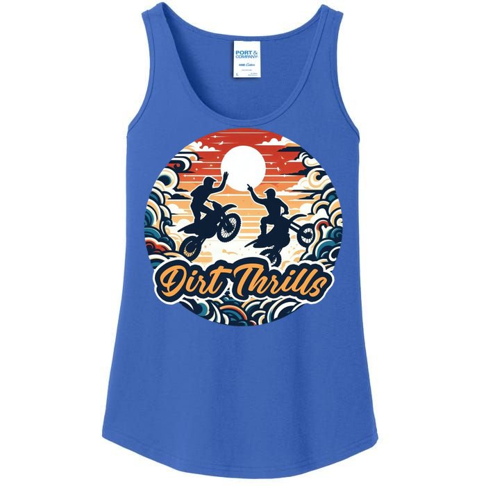 Dirt Thrills Retro Sunset Motocross Ladies Essential Tank