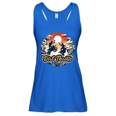 Dirt Thrills Retro Sunset Motocross Ladies Essential Flowy Tank