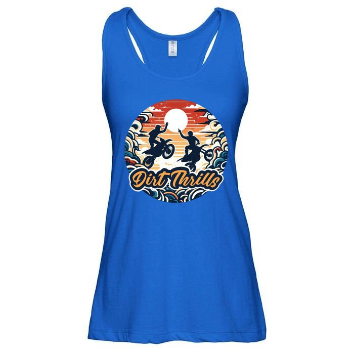 Dirt Thrills Retro Sunset Motocross Ladies Essential Flowy Tank