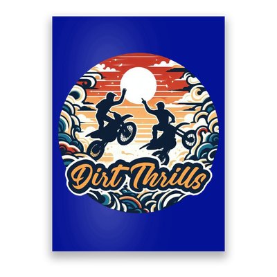Dirt Thrills Retro Sunset Motocross Poster