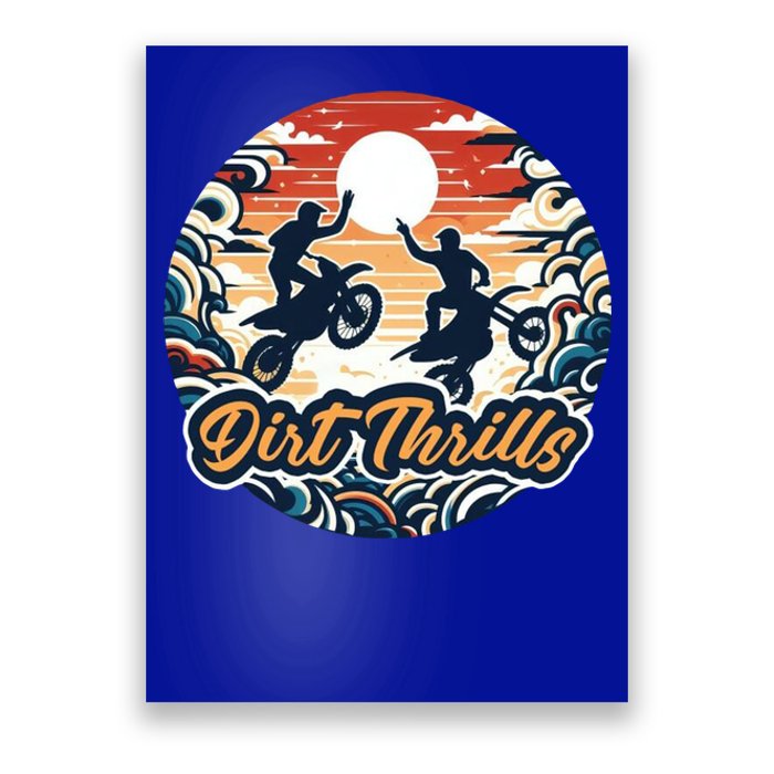 Dirt Thrills Retro Sunset Motocross Poster