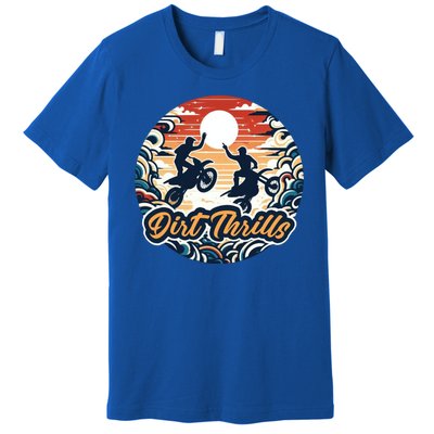 Dirt Thrills Retro Sunset Motocross Premium T-Shirt