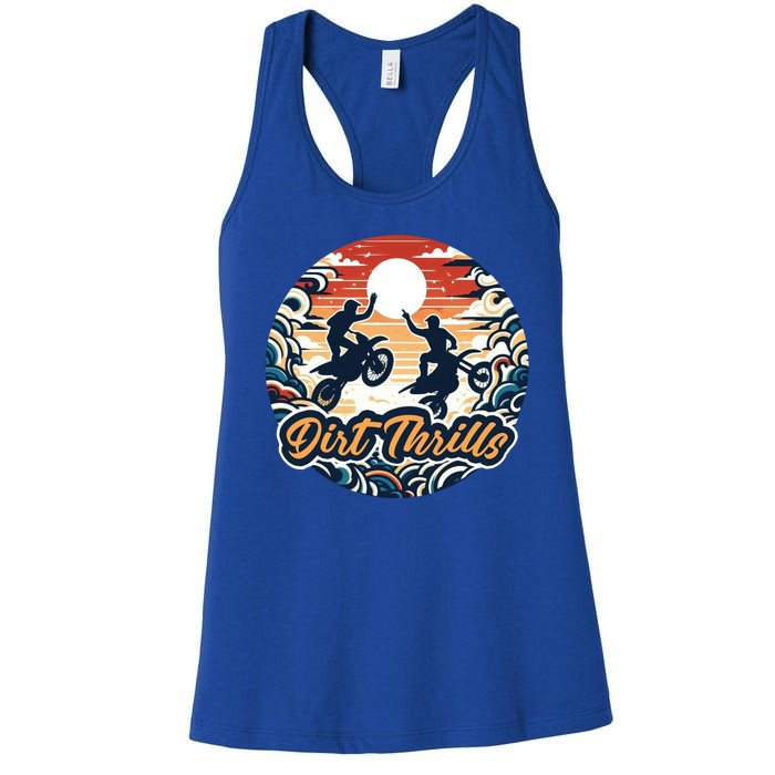 Dirt Thrills Retro Sunset Motocross Women's Racerback Tank