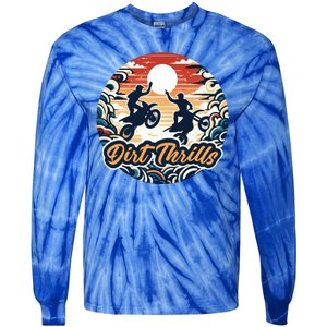 Dirt Thrills Retro Sunset Motocross Tie-Dye Long Sleeve Shirt