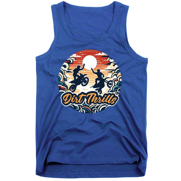 Dirt Thrills Retro Sunset Motocross Tank Top