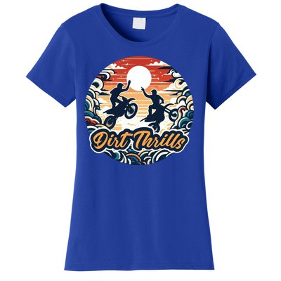 Dirt Thrills Retro Sunset Motocross Women's T-Shirt