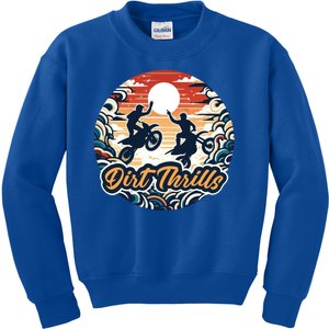 Dirt Thrills Retro Sunset Motocross Kids Sweatshirt