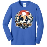 Dirt Thrills Retro Sunset Motocross Kids Long Sleeve Shirt