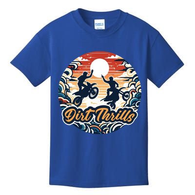Dirt Thrills Retro Sunset Motocross Kids T-Shirt