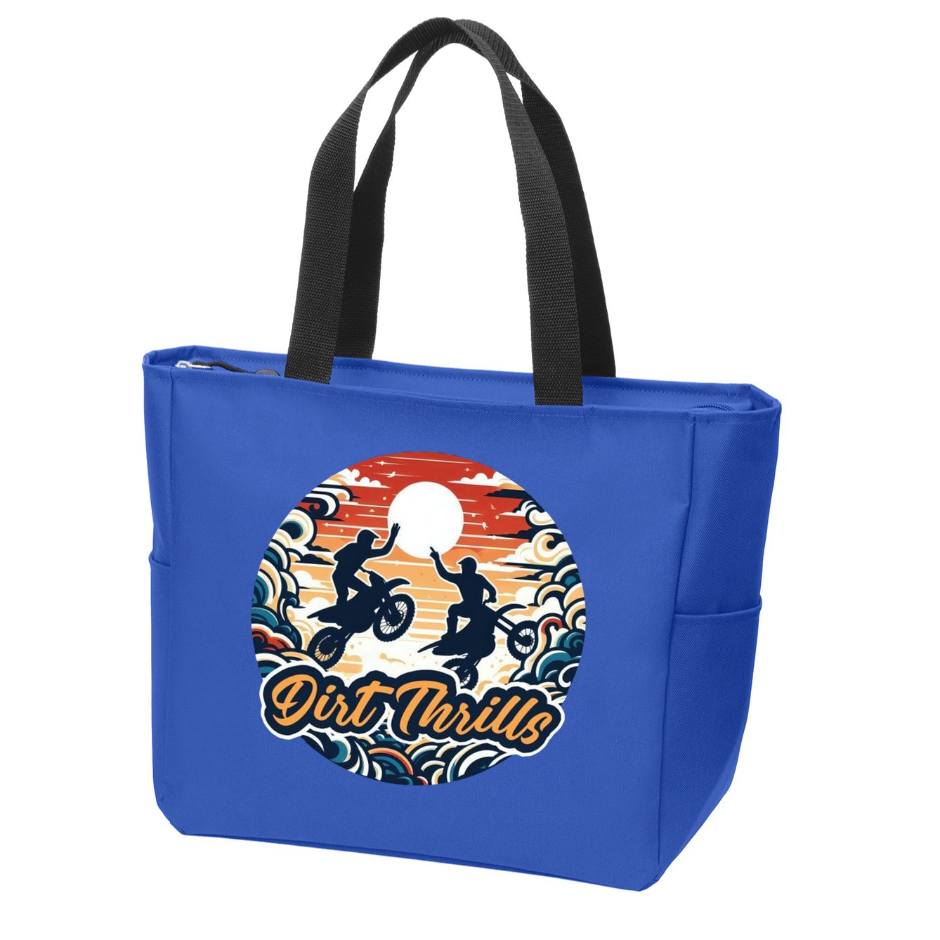 Dirt Thrills Retro Sunset Motocross Zip Tote Bag