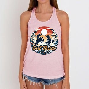 Dirt Thrills Retro Sunset Motocross Women's Knotted Racerback Tank