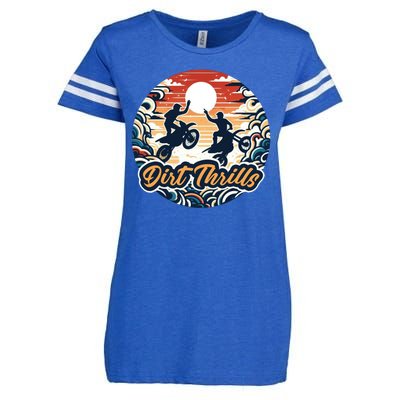 Dirt Thrills Retro Sunset Motocross Enza Ladies Jersey Football T-Shirt