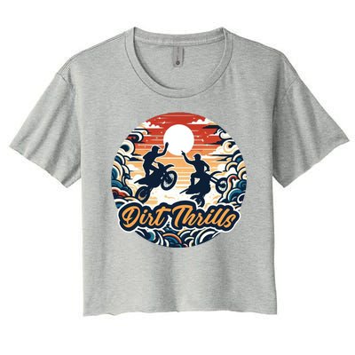 Dirt Thrills Retro Sunset Motocross Women's Crop Top Tee