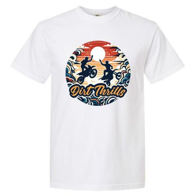 Dirt Thrills Retro Sunset Motocross Garment-Dyed Heavyweight T-Shirt