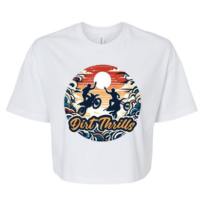 Dirt Thrills Retro Sunset Motocross Bella+Canvas Jersey Crop Tee