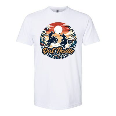 Dirt Thrills Retro Sunset Motocross Softstyle® CVC T-Shirt