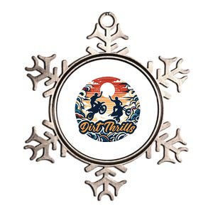 Dirt Thrills Retro Sunset Motocross Metallic Star Ornament