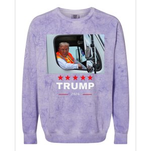 Donald Trump Rides In Garbage Truck Gift Colorblast Crewneck Sweatshirt