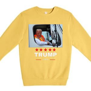 Donald Trump Rides In Garbage Truck Gift Premium Crewneck Sweatshirt