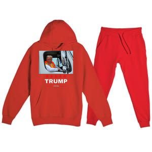 Donald Trump Rides In Garbage Truck Gift Premium Hooded Sweatsuit Set