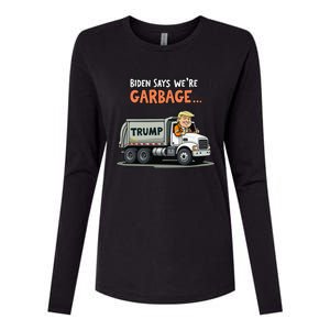 Donald Trump Rides In Garbage Truck Gift Womens Cotton Relaxed Long Sleeve T-Shirt