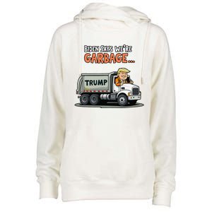 Donald Trump Rides In Garbage Truck Gift Womens Funnel Neck Pullover Hood