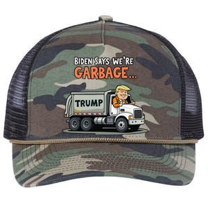 Donald Trump Rides In Garbage Truck Gift Retro Rope Trucker Hat Cap