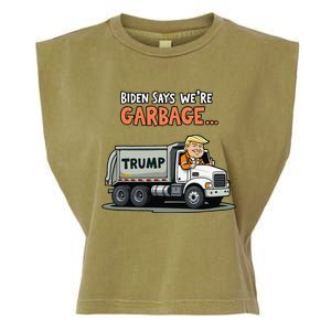 Donald Trump Rides In Garbage Truck Gift Garment-Dyed Women's Muscle Tee