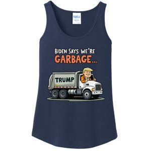 Donald Trump Rides In Garbage Truck Gift Ladies Essential Tank