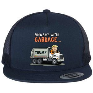 Donald Trump Rides In Garbage Truck Gift Flat Bill Trucker Hat