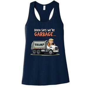 Donald Trump Rides In Garbage Truck Gift Women's Racerback Tank