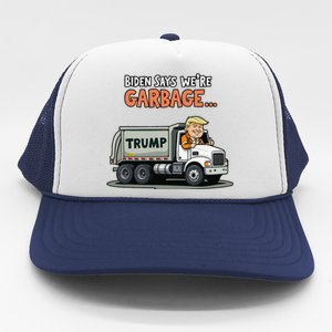 Donald Trump Rides In Garbage Truck Gift Trucker Hat