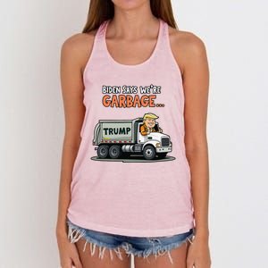 Donald Trump Rides In Garbage Truck Gift Women's Knotted Racerback Tank