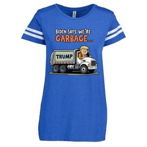 Donald Trump Rides In Garbage Truck Gift Enza Ladies Jersey Football T-Shirt